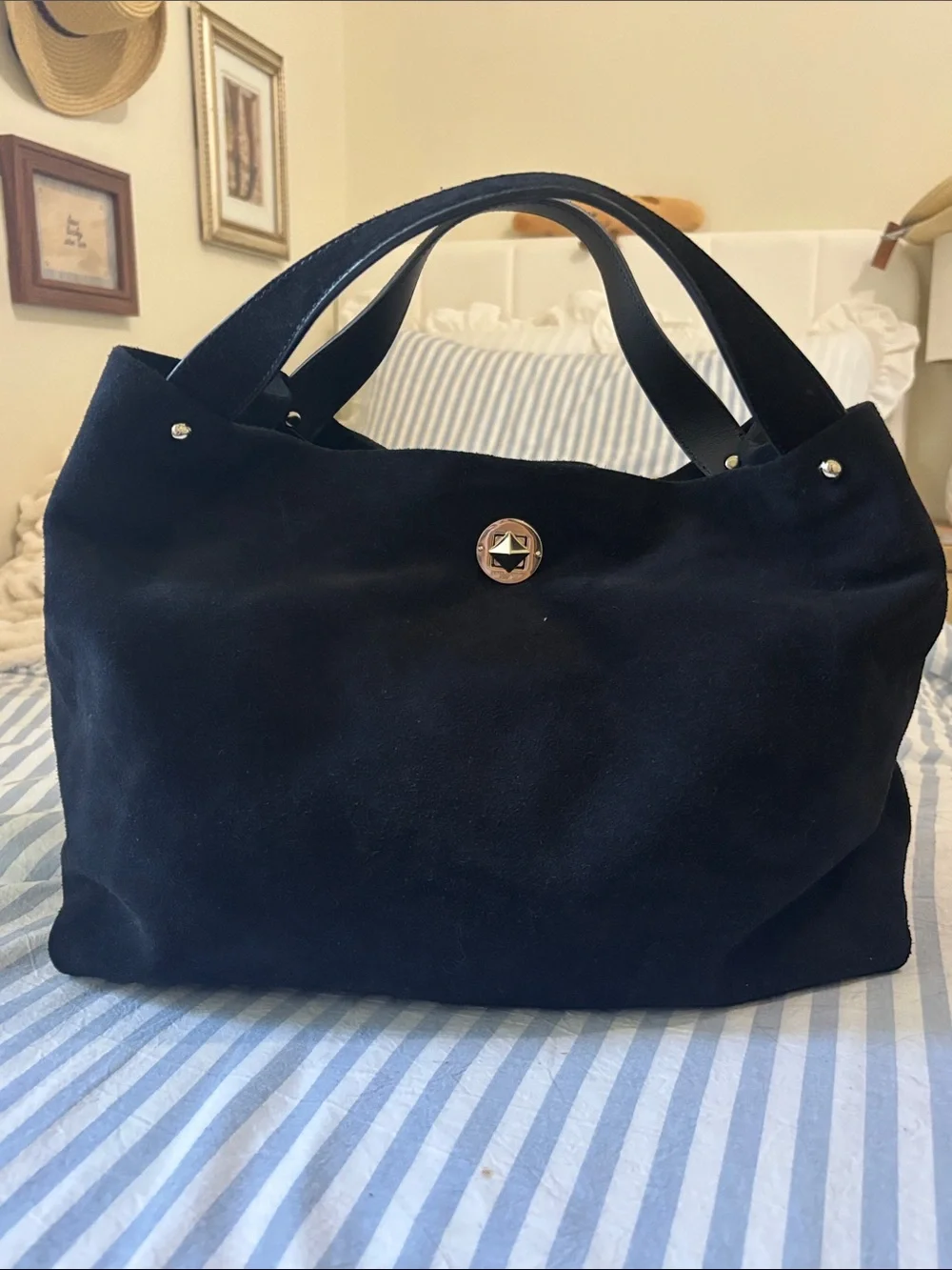 Kate Spade Black Stardust Willa suede hobo bag